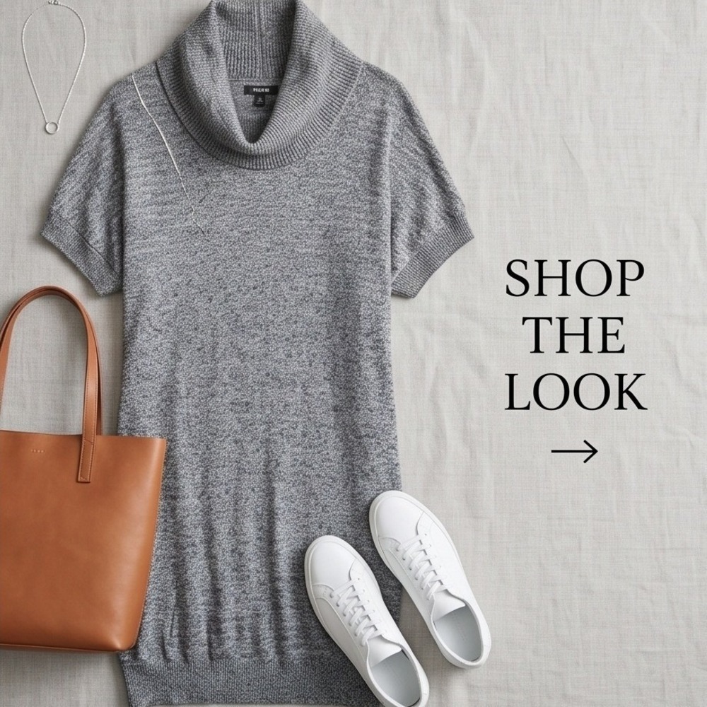 Apt 9 XL Gray Short Sleeve Cowl Neck Knit Tunic Sweater Dress NWT $40 - Picture 12 of 12